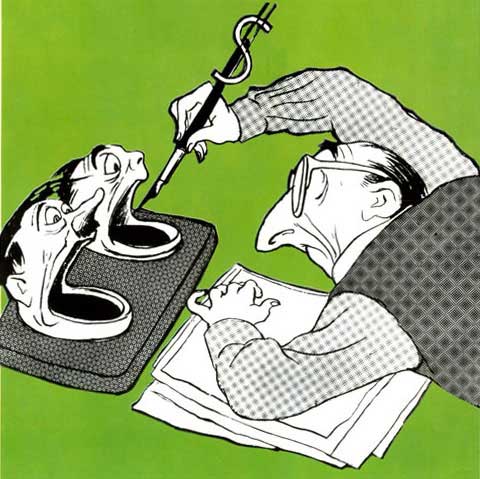 Карикатура Кукрыниксы. «Чернильный» заокеанского клеветника