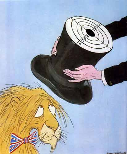 Карикатура Кукрыниксы. Американский подарок британскому льву