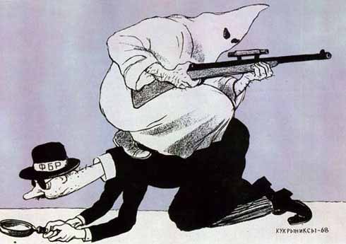 Карикатура Кукрыниксы. ФБР ищет убийц